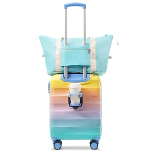 20"Carry-on Luggage with Cup Holder Glossy Hard shell
