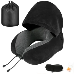 Neck Pillow for Travel with Hood, Skin-Friendly & Breathable