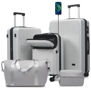 5 Piece Suitcase Set with Double Spinner Wheel